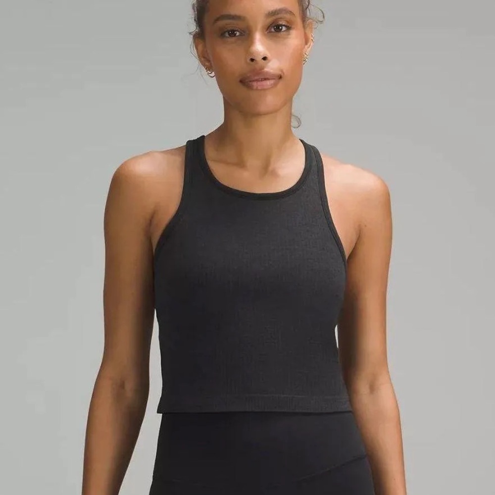 🖤 NWOT Lululemon Athletica Ebb to Street Racerback Crop Rib Tank Black 10 🖤